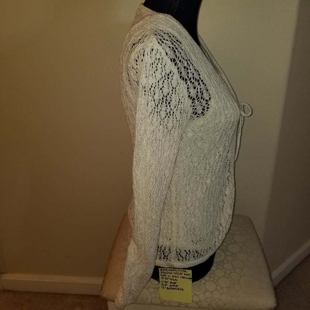 🌍#819 NWOT Columbia PS White Eyelet Cotton Cardigan - Picture 5 of 16